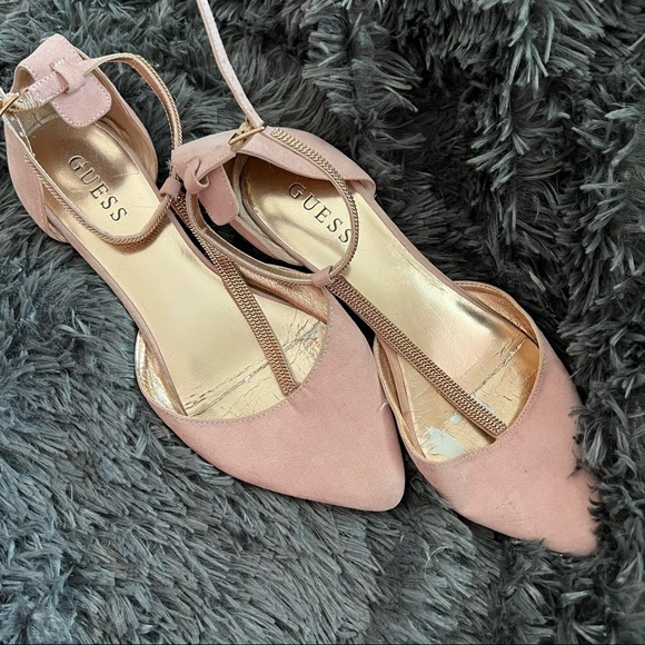 Guess Pink Pointed Flat with Chain - Picture 1 of 4